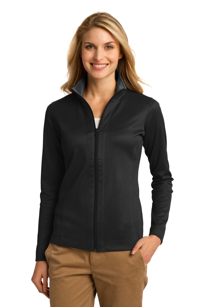 port authority l805 ladies vertical texture full-zip jacket Front Fullsize