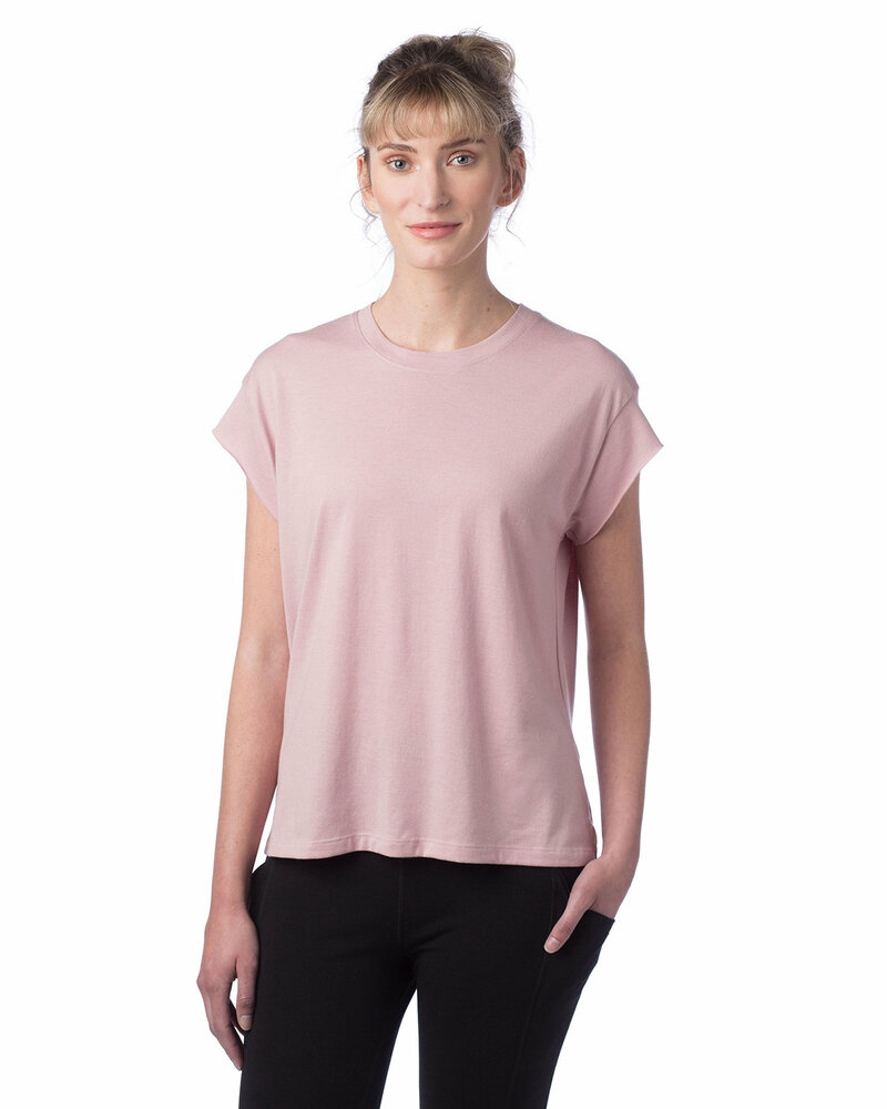 alternative 4461hm ladies' modal tri-blend raw edge muscle t-shirt Front Fullsize