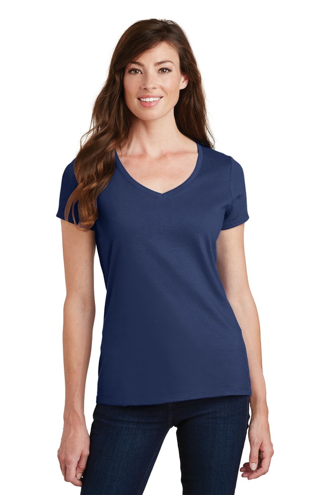 port & company lpc450v ladies fan favorite v-neck tee Front Fullsize