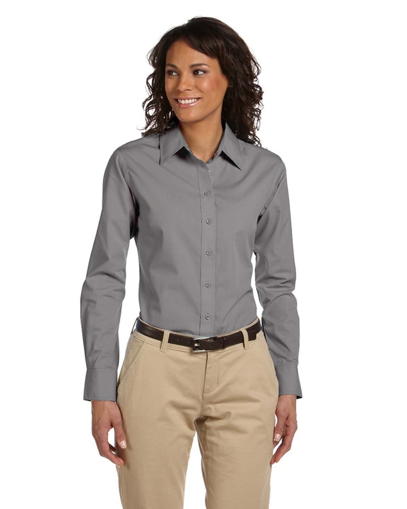 Harriton M510W Ladies' 3.1 oz. Essential Poplin Front Fullsize"