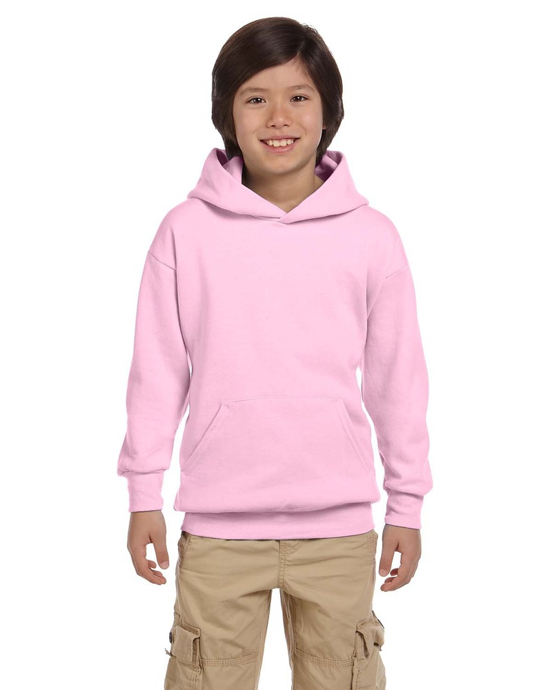 Hanes P473 Youth 7.8 oz. EcoSmart® 50/50 Pullover Hooded Sweatshirt Front Fullsize"