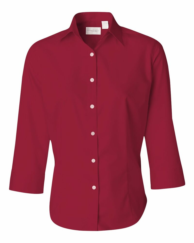 Van Heusen 13V0527 Ladies' 3/4-Sleeve Dress Twill Front Fullsize"