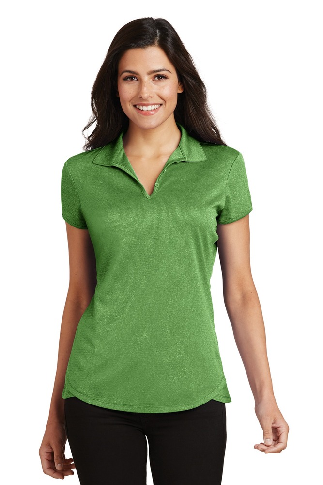 port authority l576 ladies trace heather polo Front Fullsize