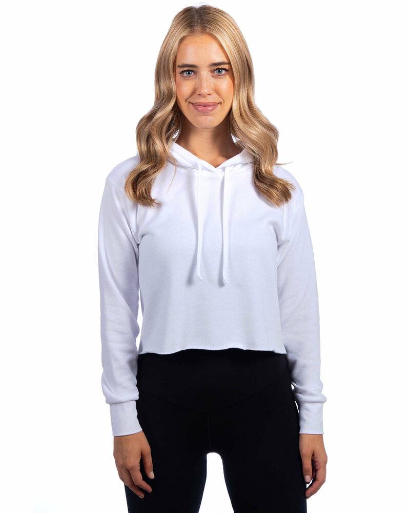 next level 9384 ladies' cropped pullover hooded sweatshirt Front Fullsize