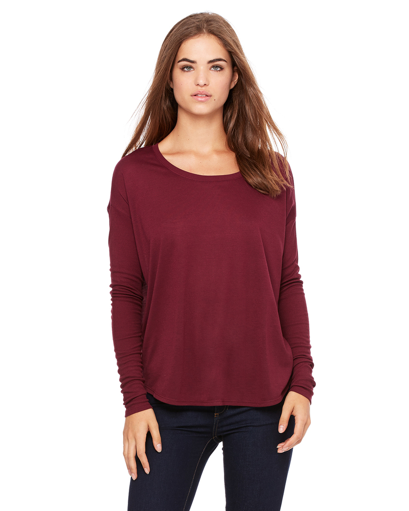 bella + canvas 8852 ladies' flowy long-sleeve t-shirt with 2x1 sleeves Front Fullsize