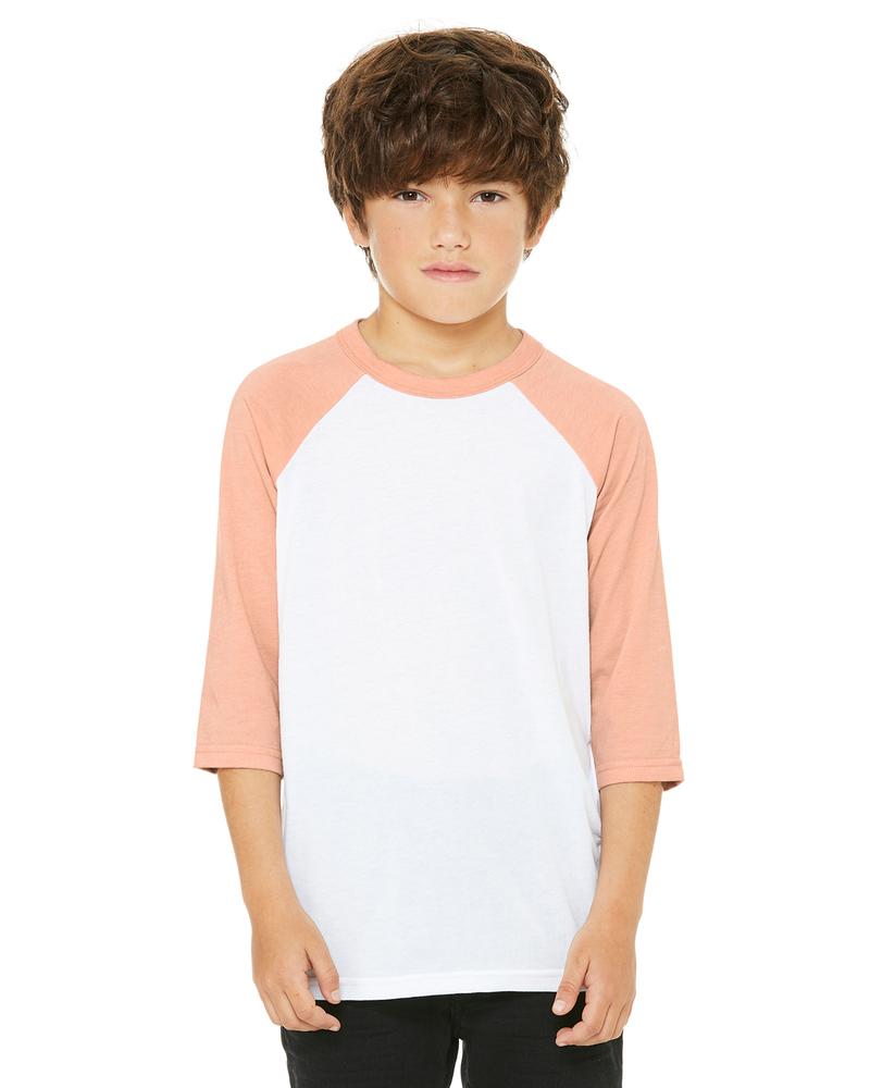 Bella + Canvas 3200Y Youth 3/4-Sleeve Baseball T-Shirt Front Fullsize"