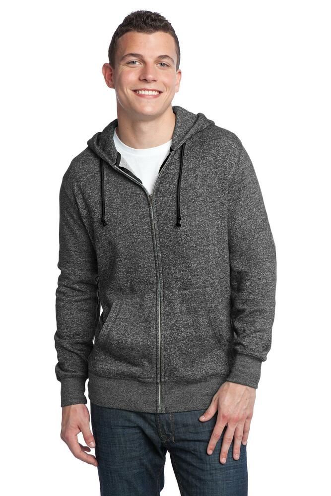 district dt192 young mens marled fleece full-zip hoodie Front Fullsize