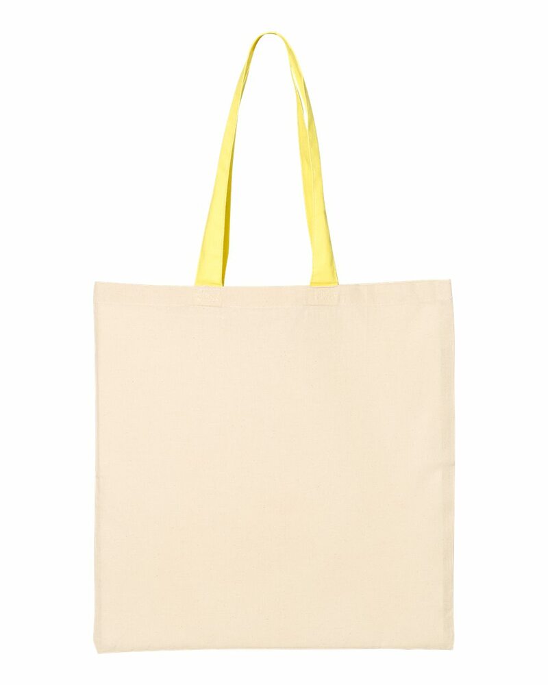 q-tees qtb6000 economical tote with contrast-color handles Front Fullsize