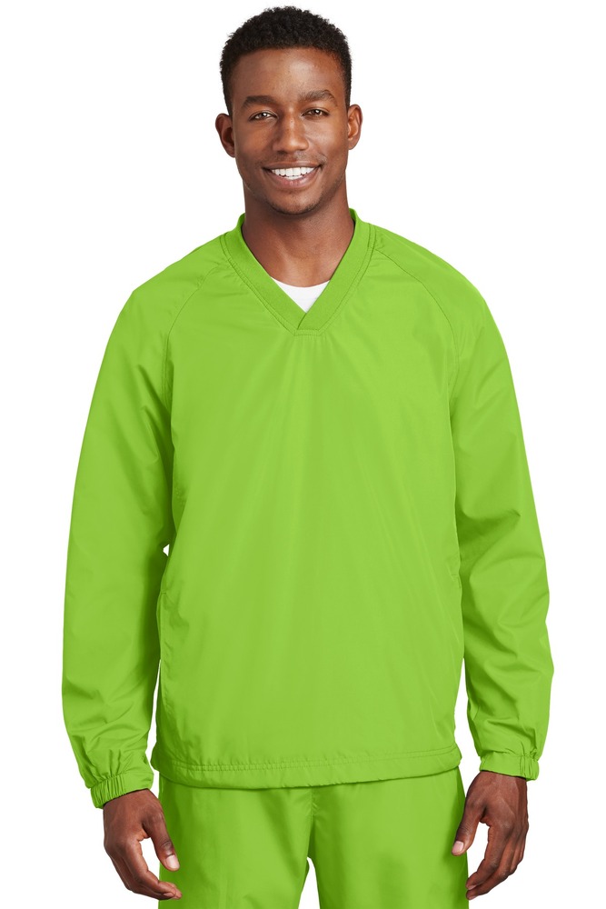 sport-tek jst72 v-neck raglan wind shirt Front Fullsize