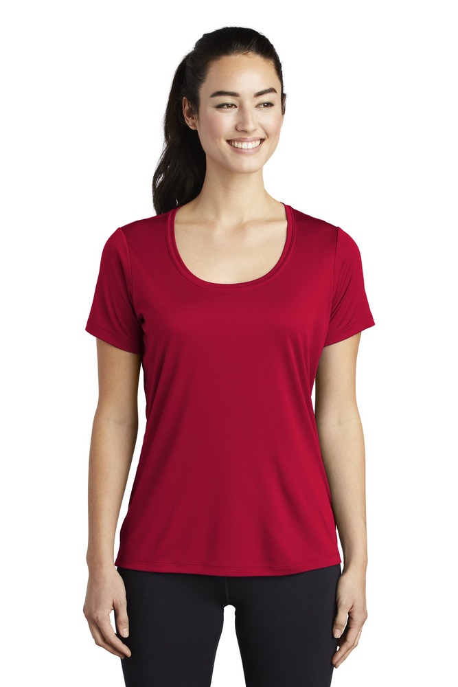 sport-tek lst420 ladies posi-uv ™ pro scoop neck tee Front Fullsize