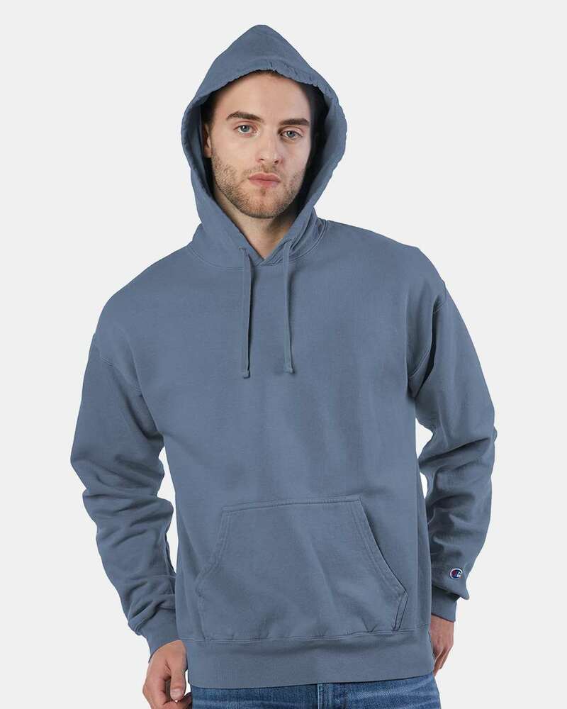 Champion CD450 Unisex Garment Dyed Hooded Sweatshirt Front Fullsize"