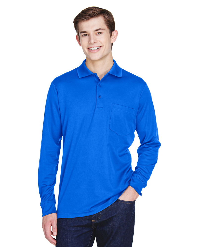 core 365 88192p adult pinnacle performance long-sleeve piqué polo with pocket Front Fullsize