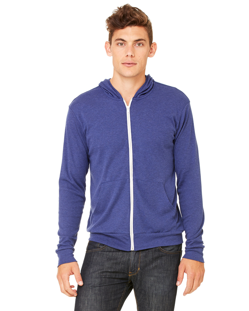 Bella + Canvas 3939 Unisex Triblend Full-Zip Lightweight Hoodie Front Fullsize"