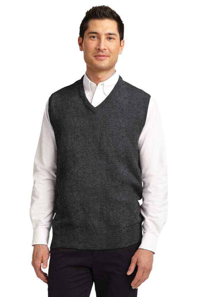 port authority sw301 value v-neck sweater vest Front Fullsize
