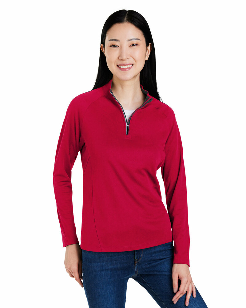 core365 ce418w ladies' origin performance pique quarter-zip Front Fullsize