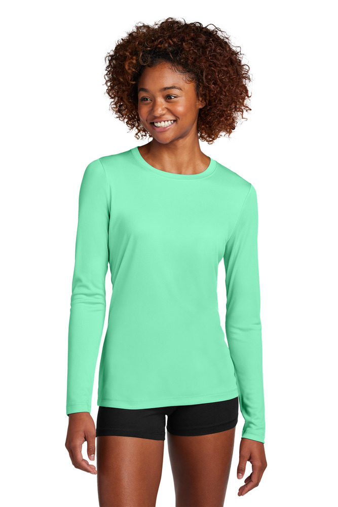 sport-tek lst420ls ladies posi-uv ® pro long sleeve Front Fullsize