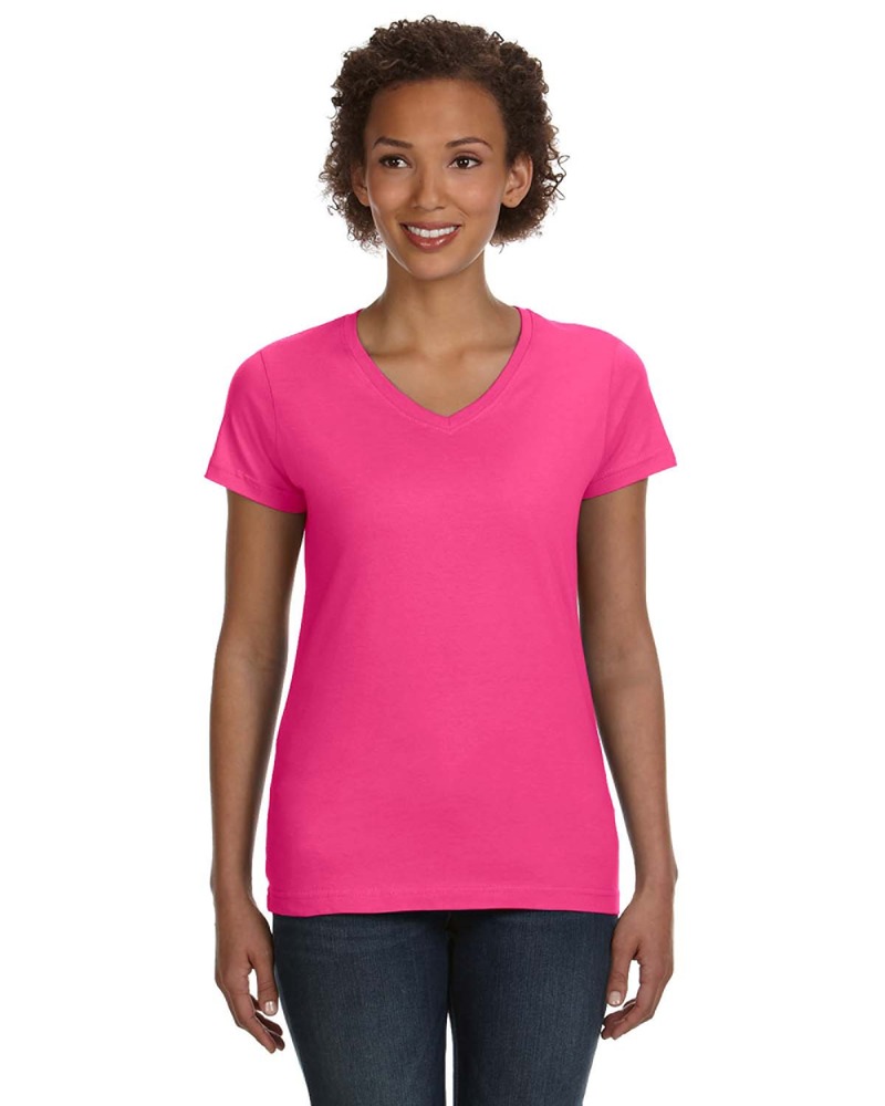 LAT 3507 Ladies' V-Neck Fine Jersey T-Shirt Front Fullsize"