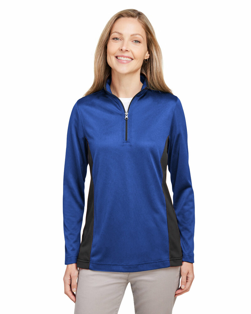 harriton m786w ladies' flash snag protection plus il colorblock quarter-zip Front Fullsize