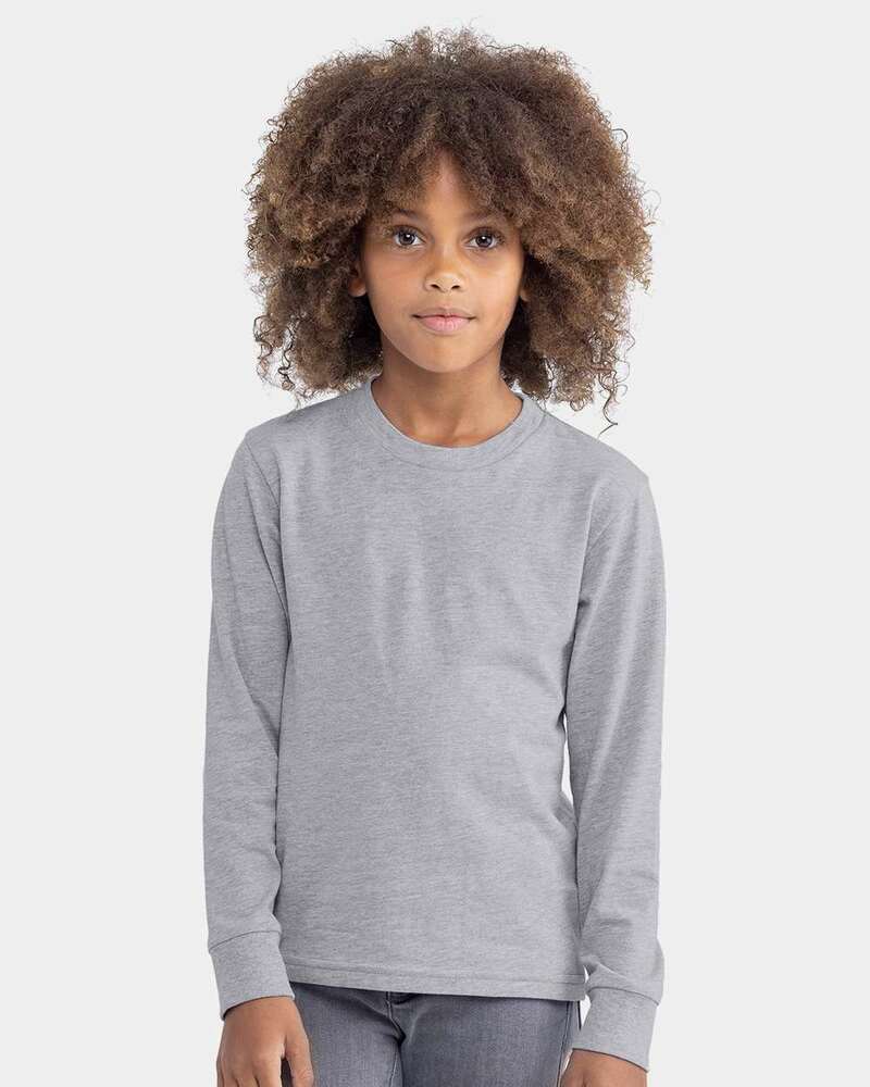 next level 3311nl youth cotton long sleeve t-shirt Front Fullsize