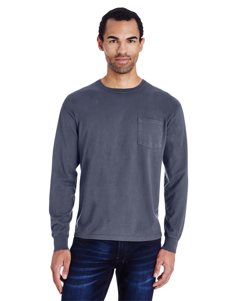 ComfortWash by Hanes GDH250 Unisex Garment-Dyed Long-Sleeve T-Shirt with Pocket Front Fullsize"