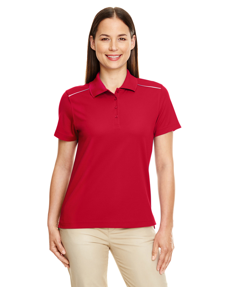 core 365 78181r ladies' radiant performance piqué polo with reflective piping Front Fullsize