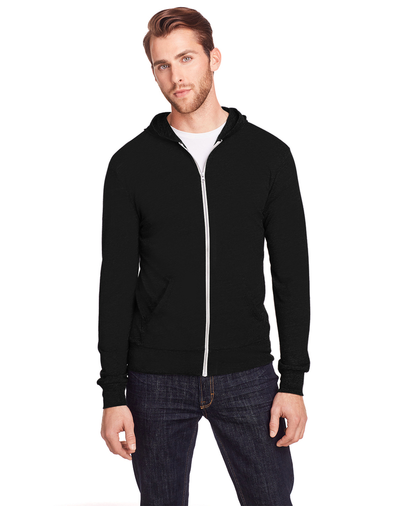 Threadfast Apparel 302Z Unisex Triblend Full-Zip Light Hoodie Front Fullsize"