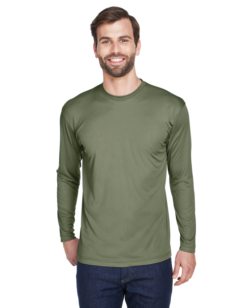 UltraClub 8422 Adult Cool & Dry Sport Long-Sleeve Performance Interlock T-Shirt Front Fullsize"