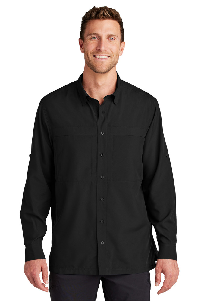 port authority w960 long sleeve uv daybreak shirt Front Fullsize