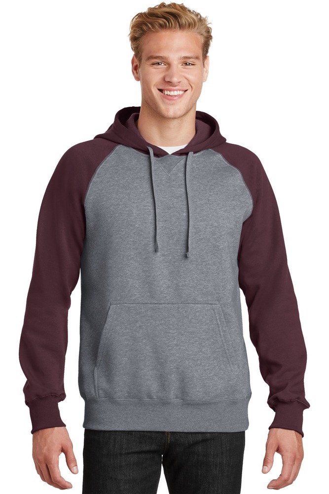 Sport-Tek ST267 Raglan Colorblock Pullover Hooded Sweatshirt Front Fullsize"