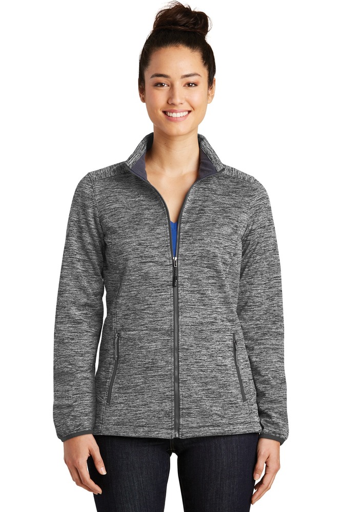 sport-tek lst30 ladies posicharge ® electric heather soft shell jacket Front Fullsize