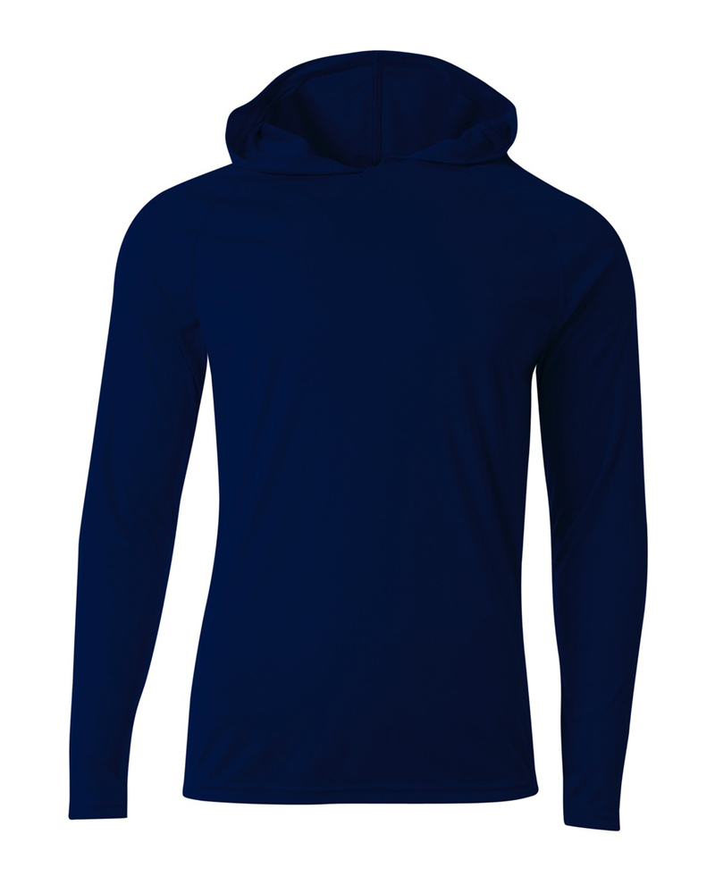 a4 n3409 men's cooling performance long-sleeve hooded t-shirt Front Fullsize