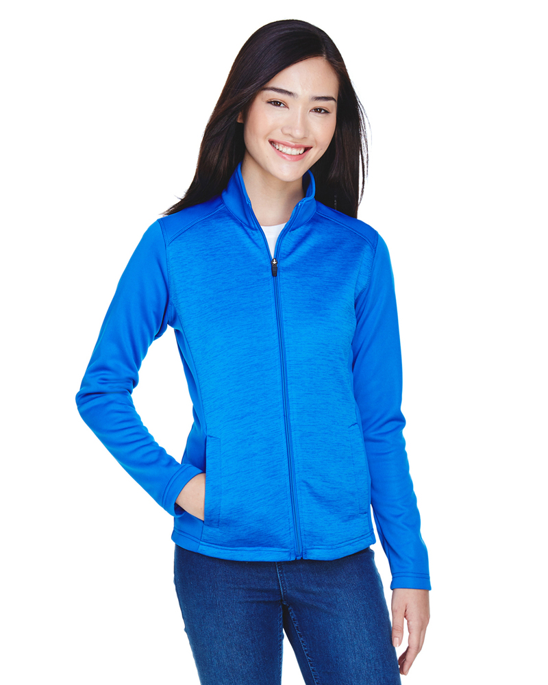 devon & jones dg796w ladies' newbury colorblock mélange fleece full-zip Front Fullsize