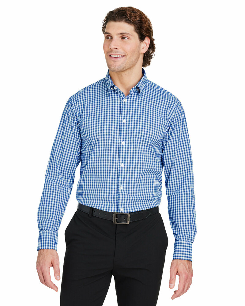 devon & jones dg536 crownlux performance® men's gingham shirt Front Fullsize