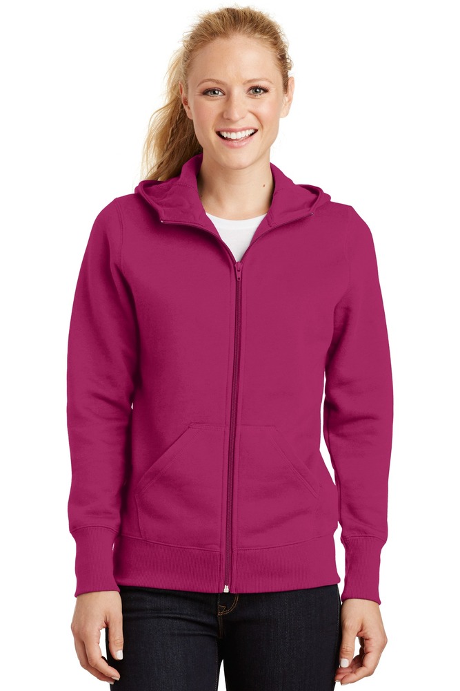 sport-tek l265 ladies full-zip hooded fleece jacket Front Fullsize
