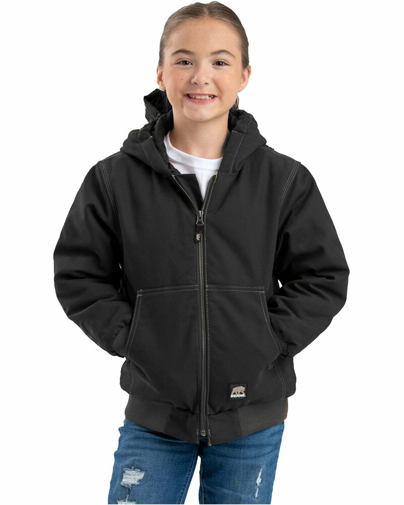 berne bhj61 youth highland softstone duck hooded jacket Front Fullsize