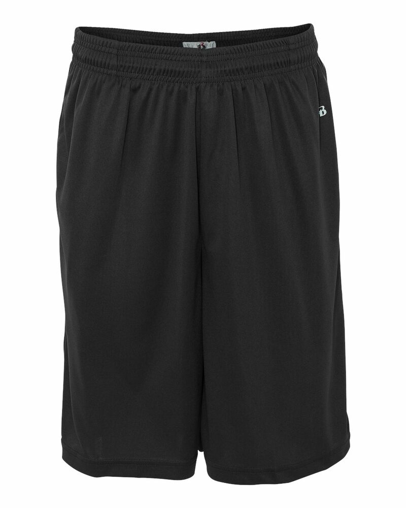 badger sport 4119 adult b-core 10" performance shorts with pockets Front Fullsize