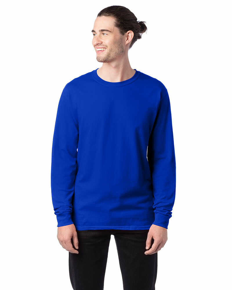 Hanes 5286 Men's 5.2 oz. ComfortSoft® Cotton Long-Sleeve T-Shirt Front Fullsize"