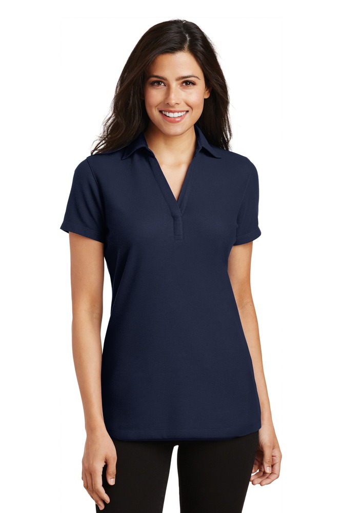 port authority l5001 ladies silk touch ™ y-neck polo Front Fullsize