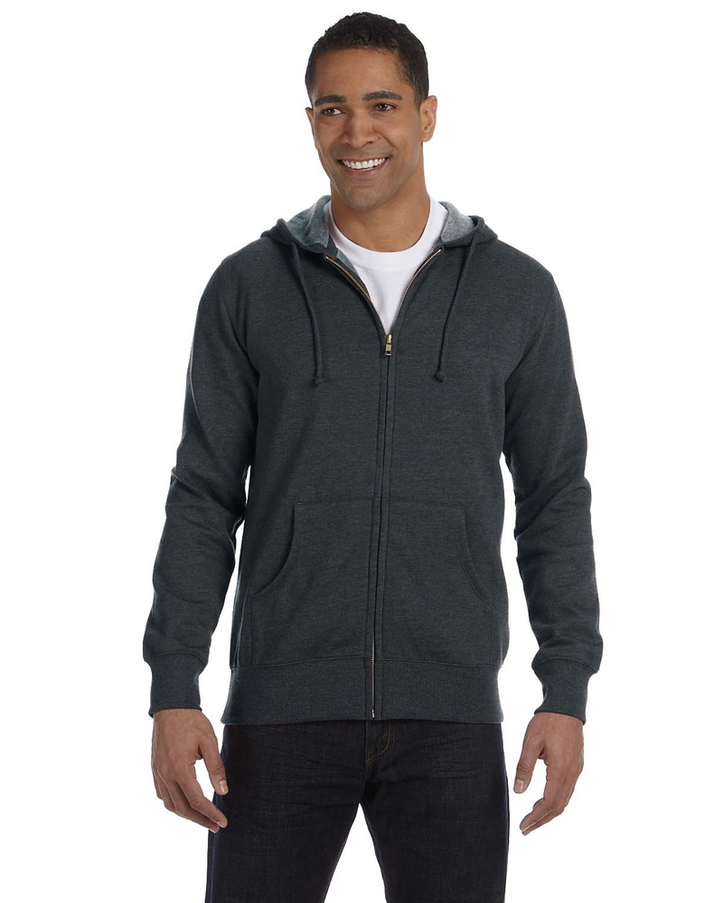 econscious ec5680 men's organic/recycled heathered full-zip hooded sweatshirt Front Fullsize