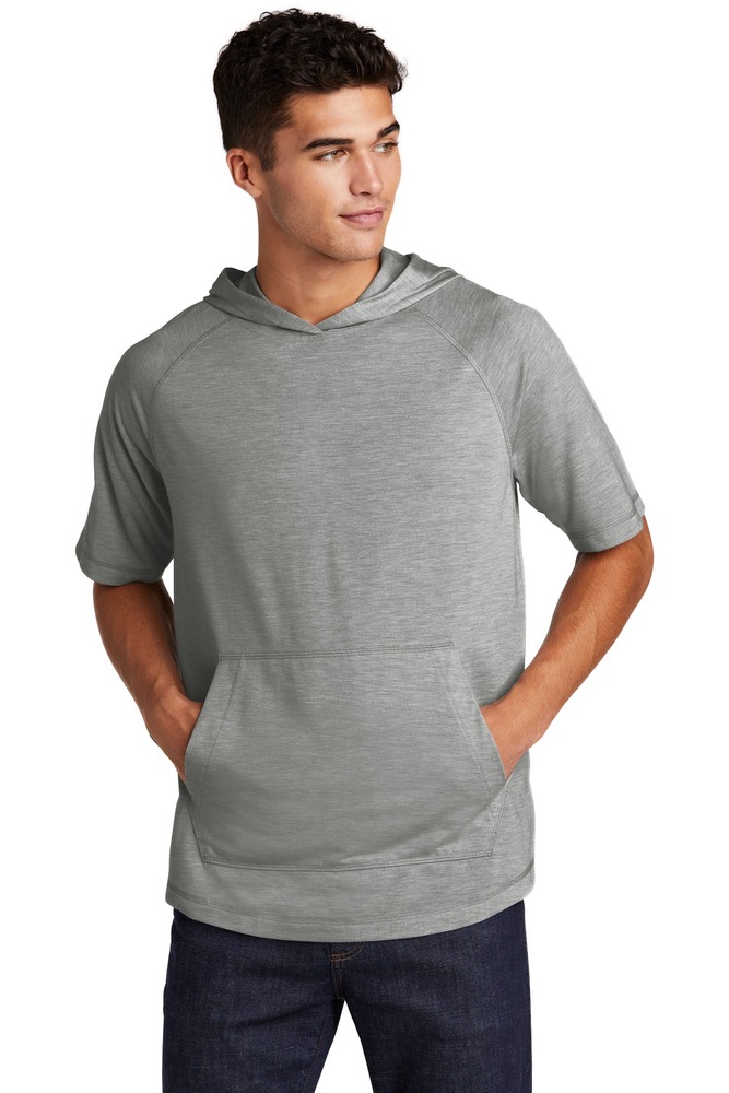 sport-tek st404 posicharge ® tri-blend wicking short sleeve hoodie Front Fullsize