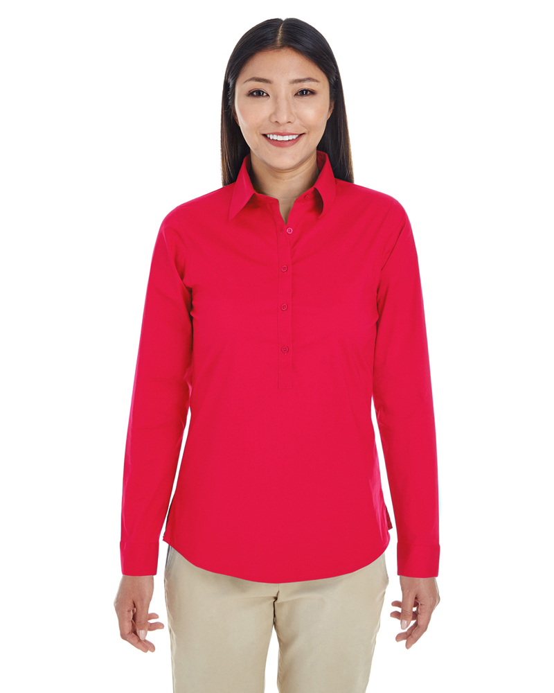 Devon & Jones DP610W Ladies' Perfect Fit Half-Placket Tunic Top Front Fullsize"