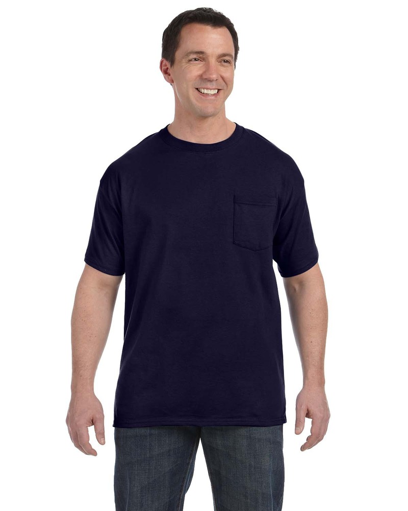 Hanes H5590 Authentic-T ® 100% Cotton T-Shirt with Pocket Front Fullsize"