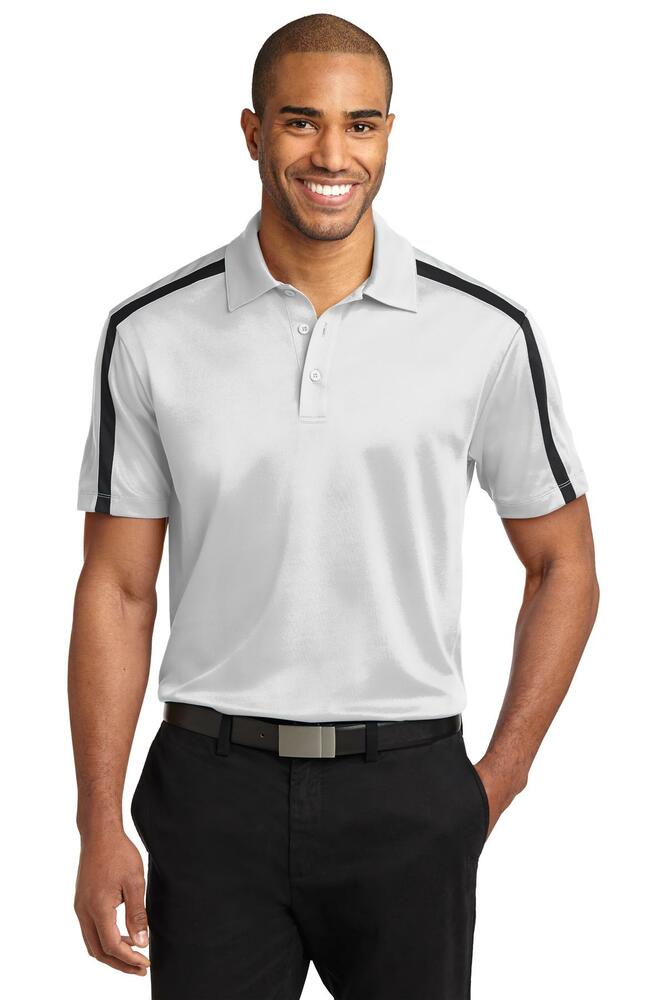 port authority k547 silk touch™ performance colorblock stripe polo Front Fullsize
