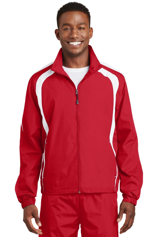 sport-tek jst60 colorblock raglan jacket Front Fullsize