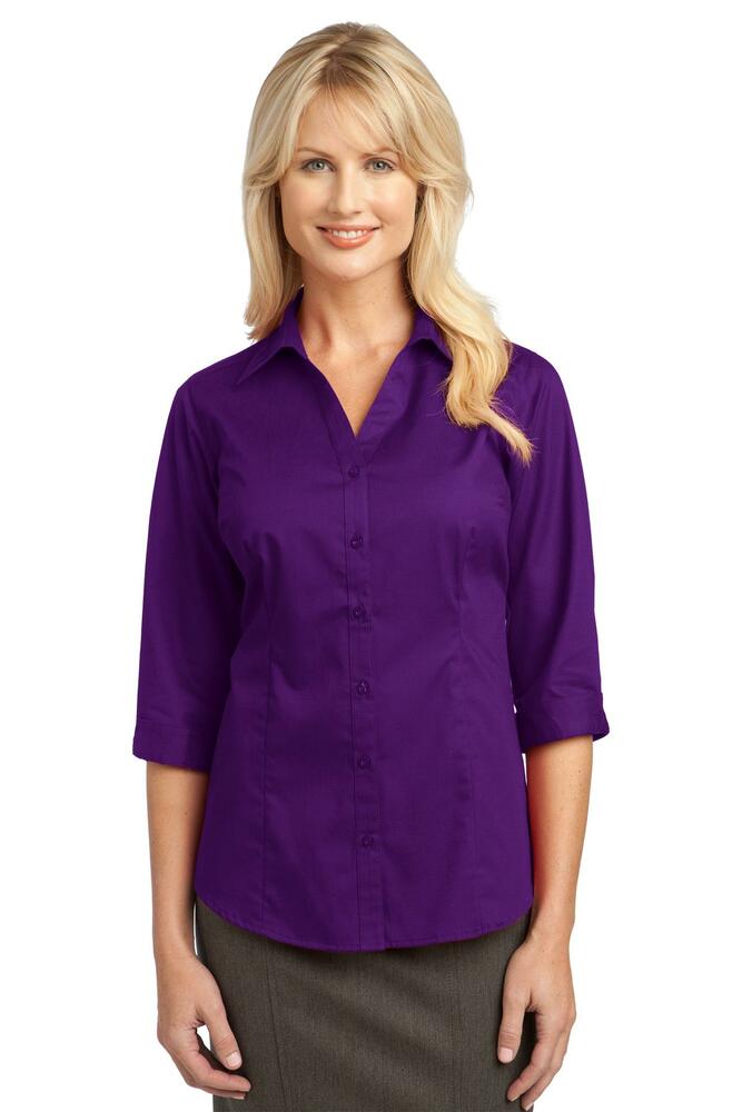 port authority l6290 improved ladies 3/4-sleeve blouse Front Fullsize