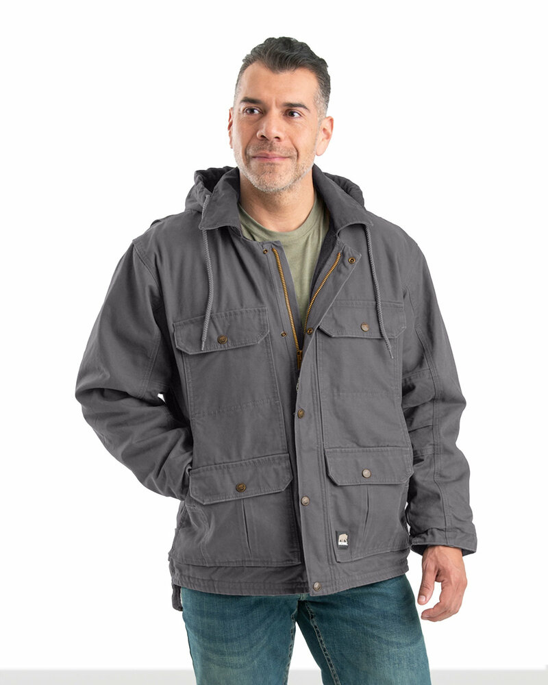 berne jc613 men's heartland washed duck zip-off hooded coat Front Fullsize