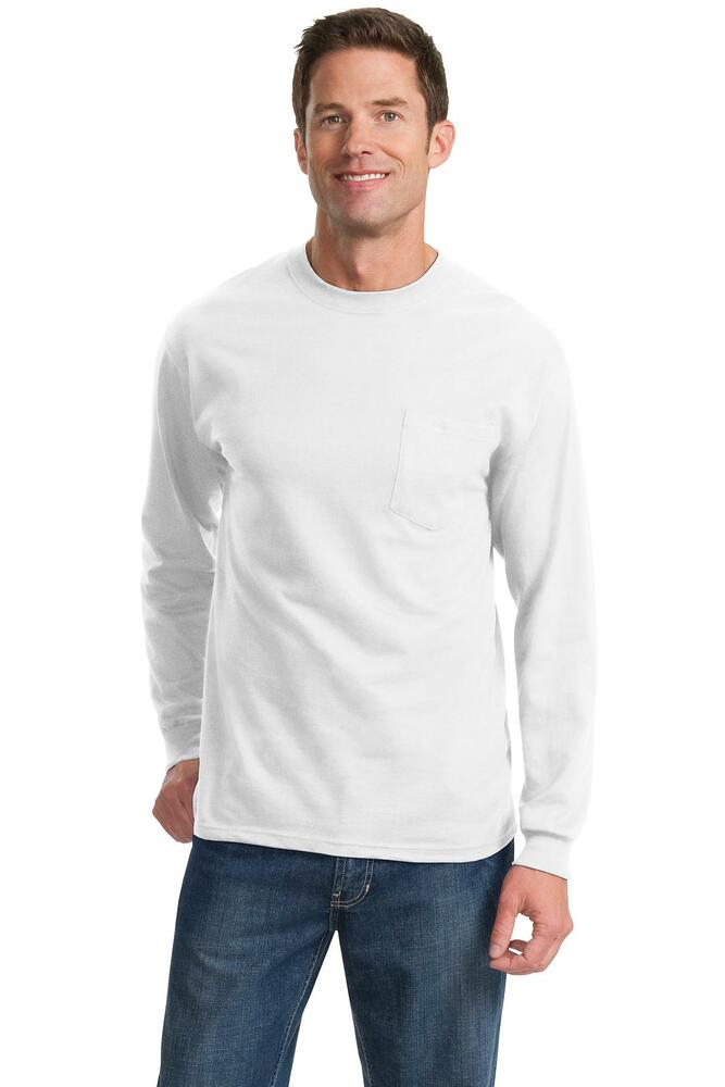 port & company pc61lsp long sleeve essential pocket tee Front Fullsize