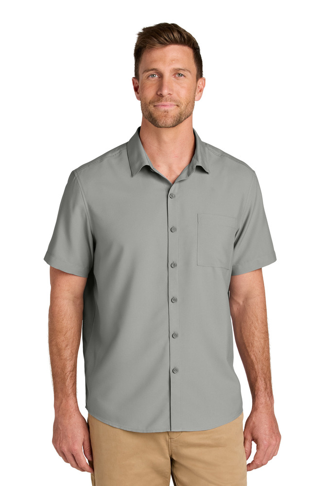 port authority w963 short sleeve uv dockside shirt Front Fullsize