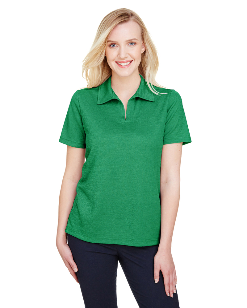 Devon & Jones DG22W CrownLux Performance™ Ladies' Address Melange Polo Front Fullsize"
