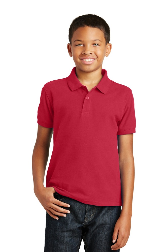 port authority y100 youth core classic pique polo Front Fullsize